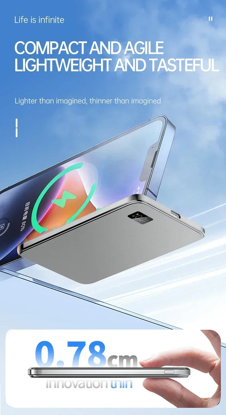 CoolBreeze Slim Magnetic Power Bank — 10,000mAh, Wireless & Fast Charge