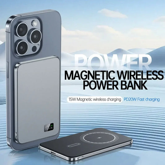 CoolBreeze Slim Magnetic Power Bank — 10,000mAh, Wireless & Fast Charge