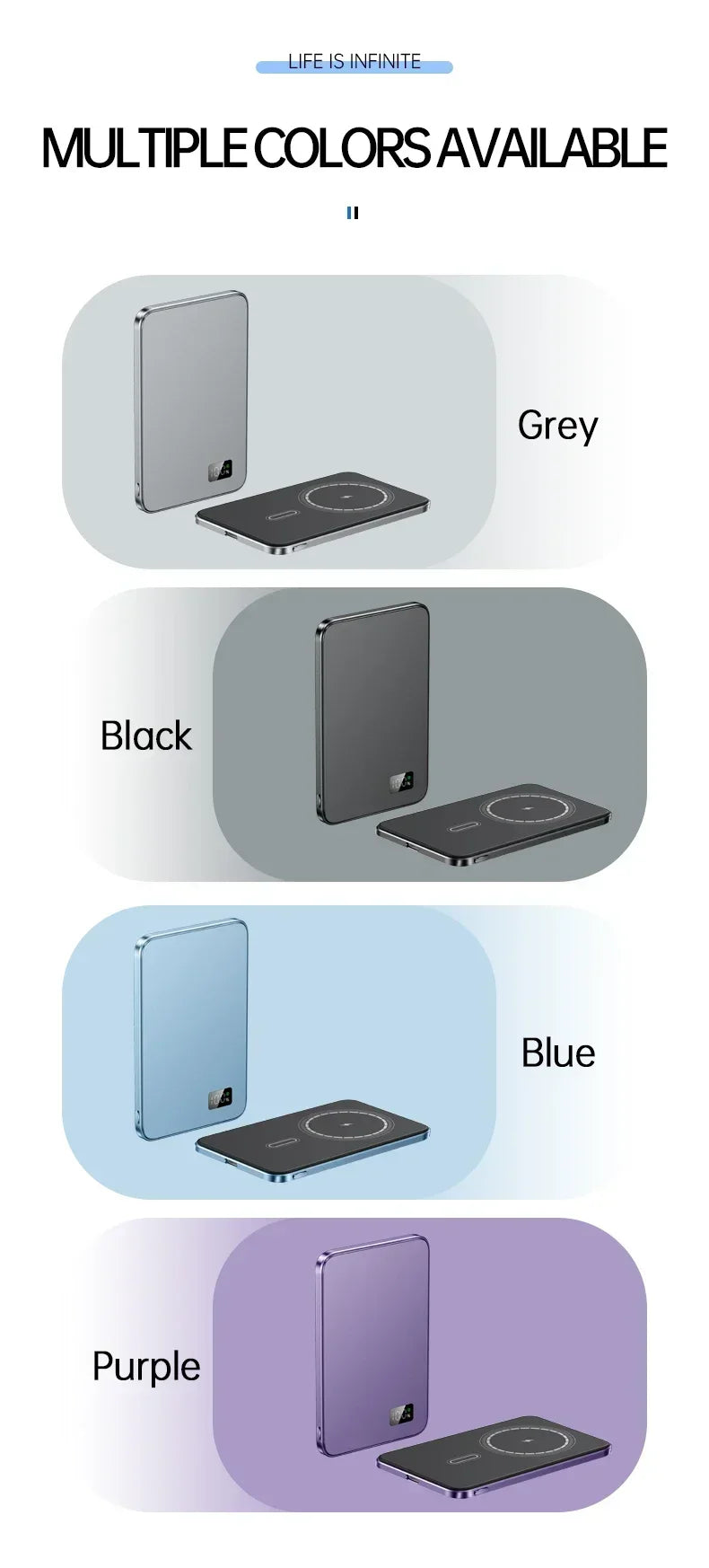 CoolBreeze Slim Magnetic Power Bank — 10,000mAh, Wireless & Fast Charge