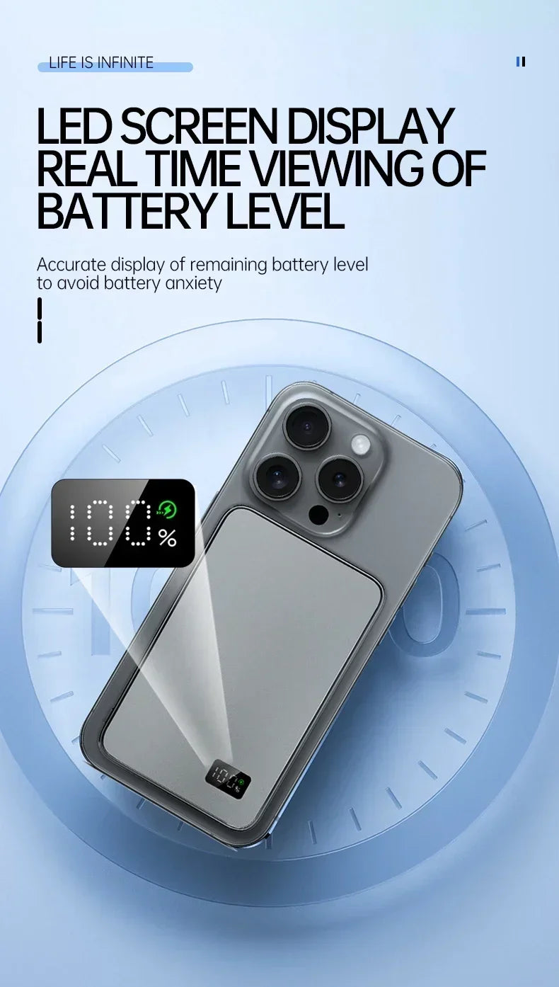 CoolBreeze Slim Magnetic Power Bank — 10,000mAh, Wireless & Fast Charge