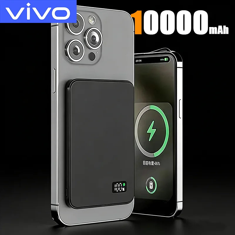 CoolBreeze Slim Magnetic Power Bank — 10,000mAh, Wireless & Fast Charge