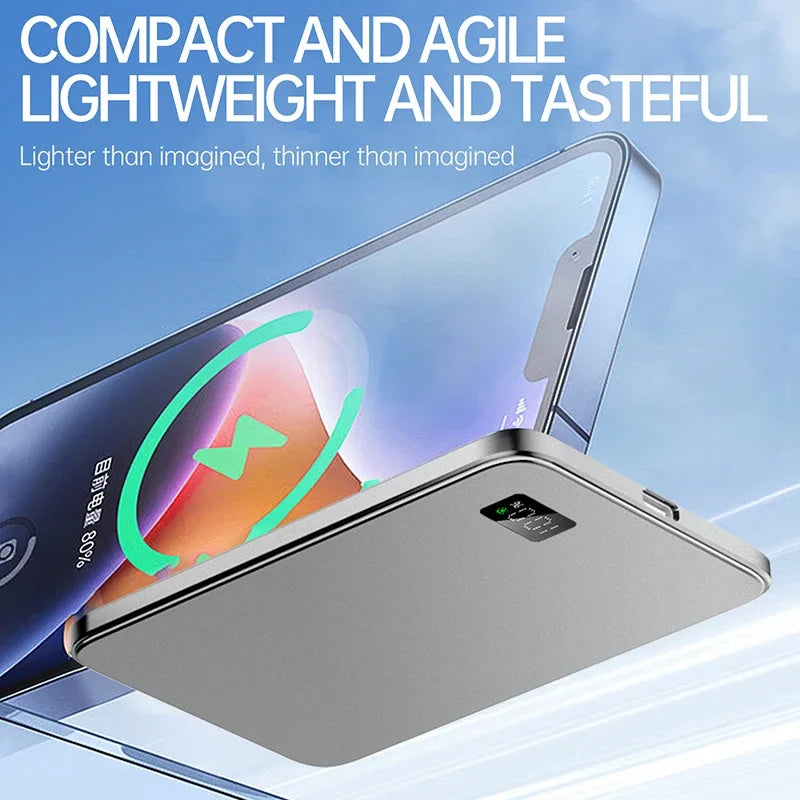 CoolBreeze Slim Magnetic Power Bank — 10,000mAh, Wireless & Fast Charge